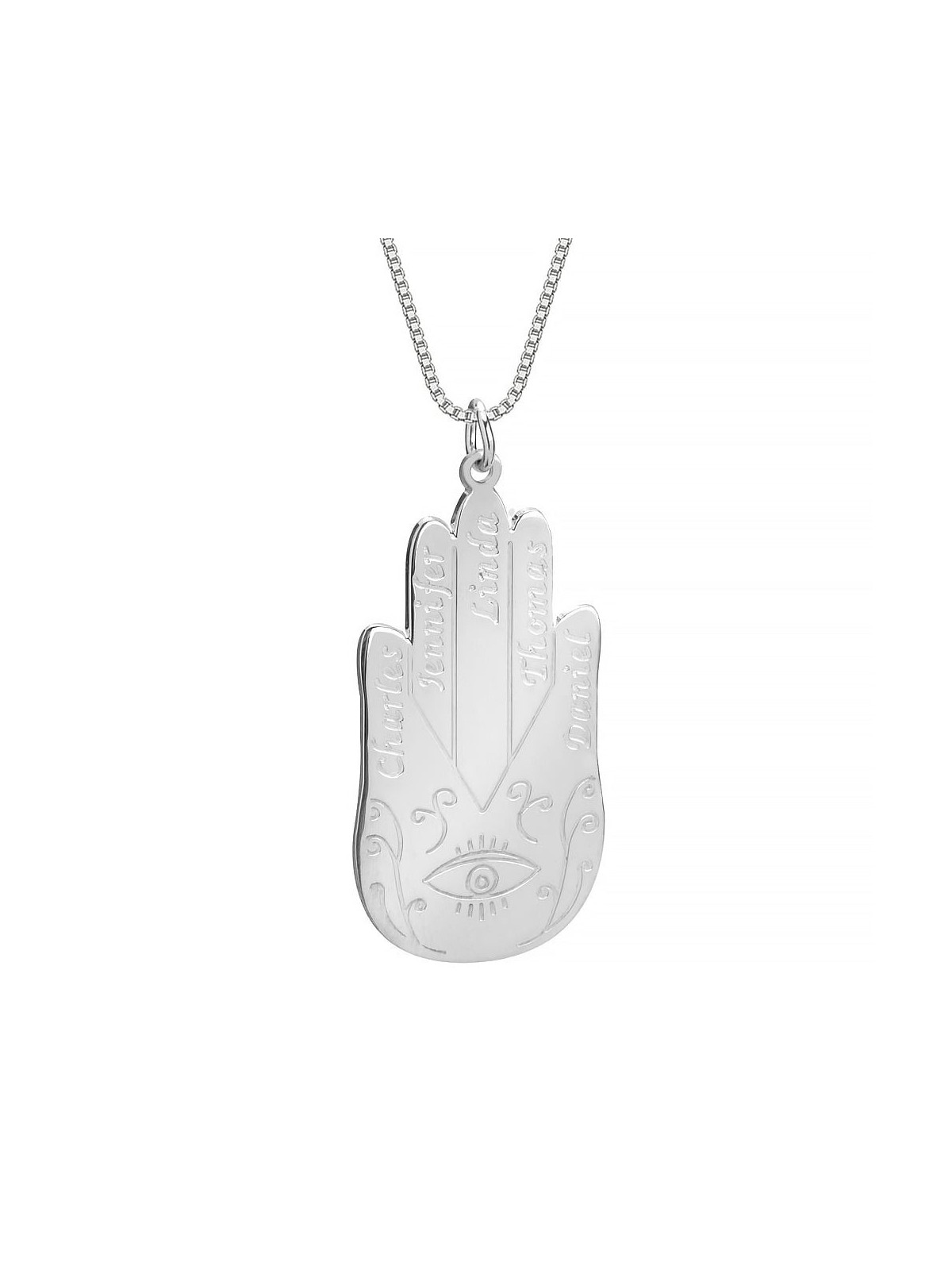 Personalized Hamsa Pendant Name Necklace for Moms - Up To 5 Names