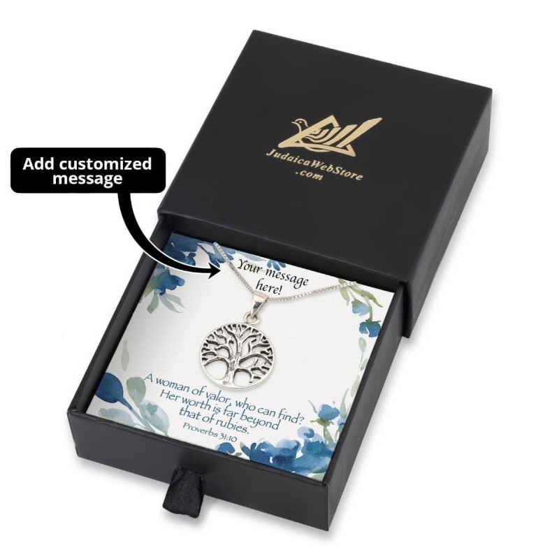 Coffret cadeau Femme de Valeur avec collier arbre de vie en argent sterling - A