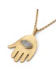 Gold-Plated Hamsa Pendant with Evil Eye Rainbow Moonstone by Yair Eman