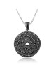 Blackened 925 Sterling Silver Unisex Shema Yisrael Pendant Necklace