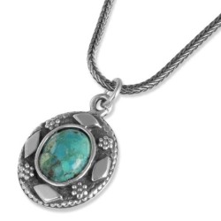 Collier pendentif ovale en argent sterling avec bénédiction sacerdotale et grand