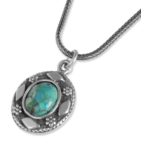 Collier pendentif ovale en argent sterling avec bénédiction sacerdotale et grand