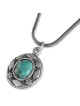Collier pendentif ovale en argent sterling avec bénédiction sacerdotale et grand