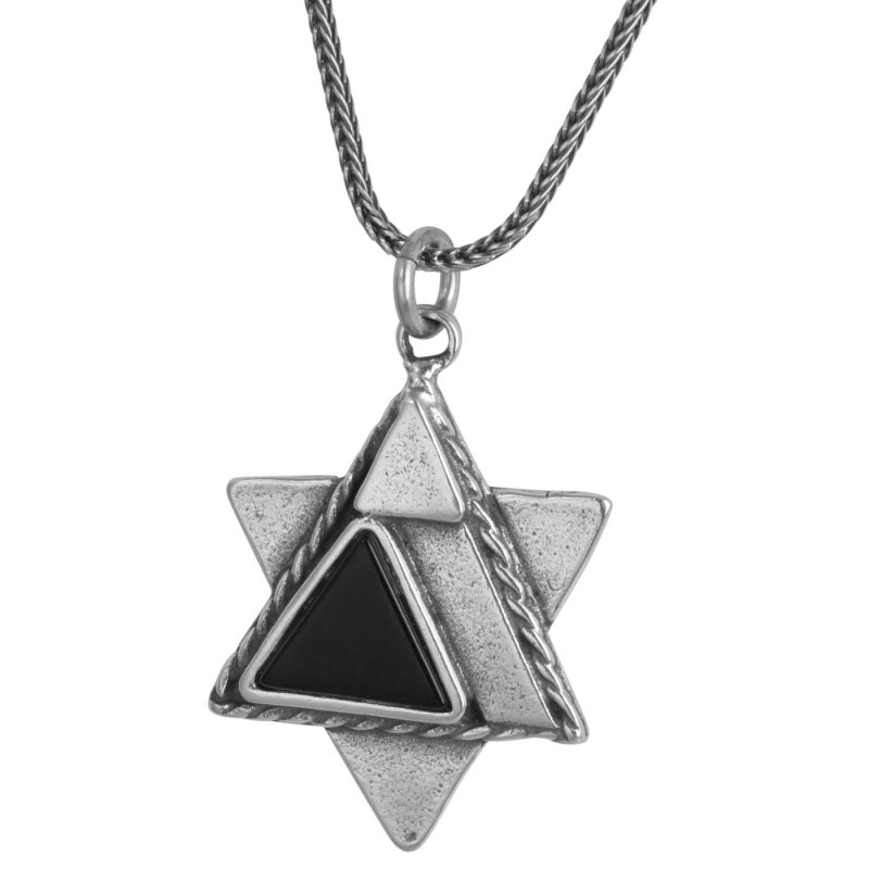 Men's Sterling Silver Layered Star of David with Traveler's Prayer