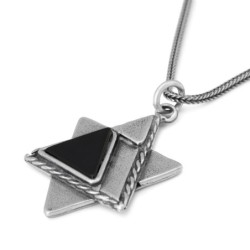 Men's Sterling Silver Layered Star of David with Traveler's Prayer