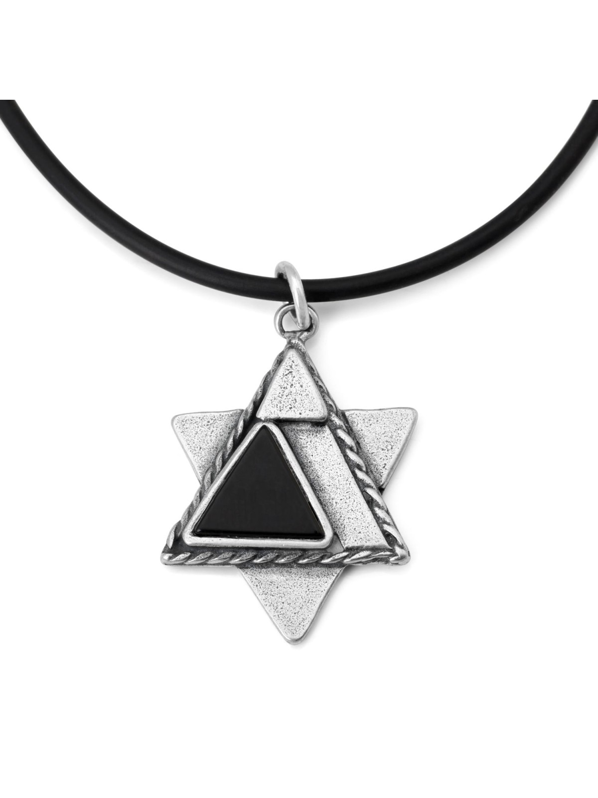 Men's Sterling Silver Layered Star of David with Traveler's Prayer