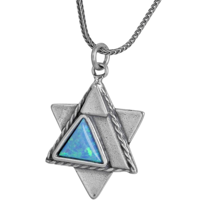 Men's Sterling Silver Layered Star of David with Traveler's Prayer