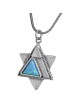 Étoile de David superposée en argent sterling pour hommes avec prière du voyageur