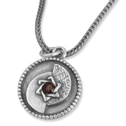 Collier pendentif disque en argent sterling avec bénédiction sacerdotale