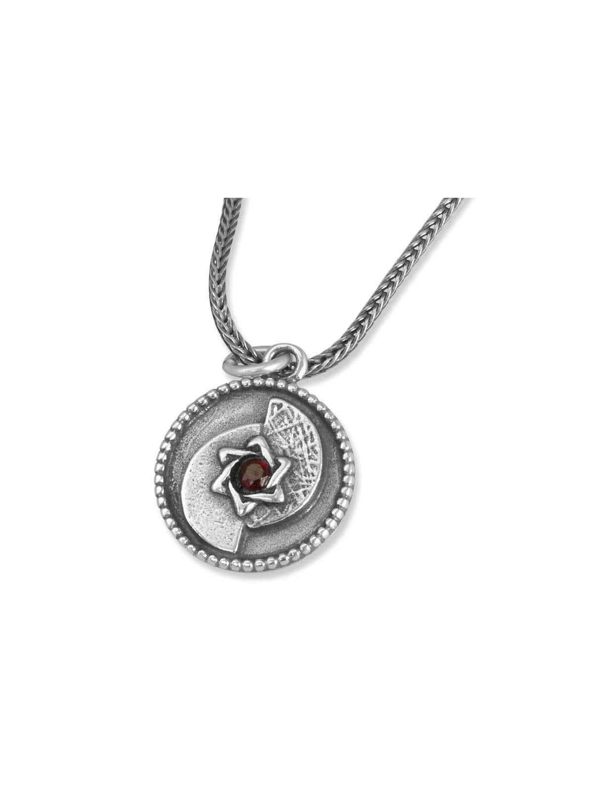 Collier pendentif disque en argent sterling avec bénédiction sacerdotale