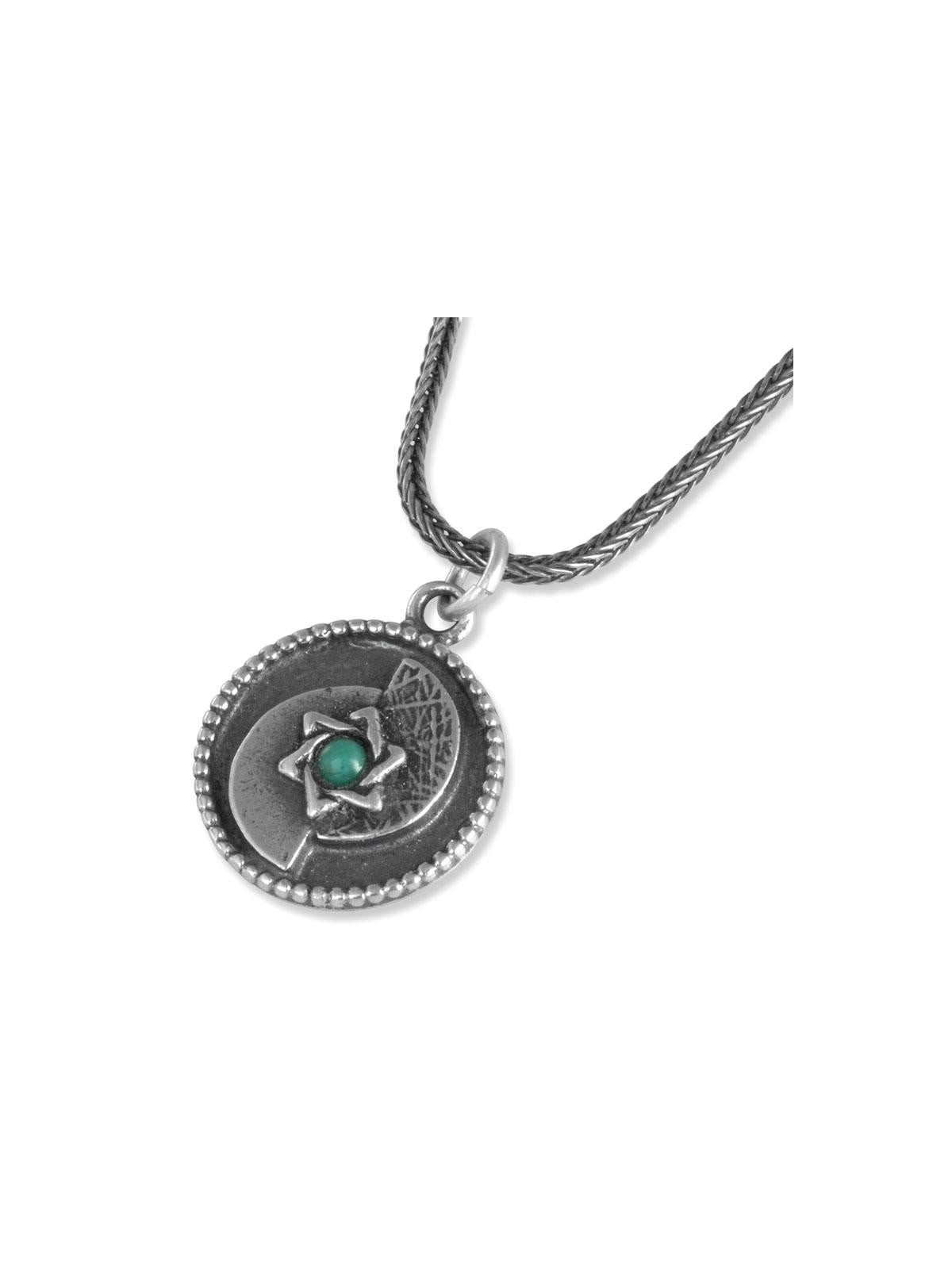 Collier pendentif disque en argent sterling avec bénédiction sacerdotale