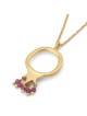 Gold-Plated Pomegranate Outline Necklace with Rubies by Yair Emanuel