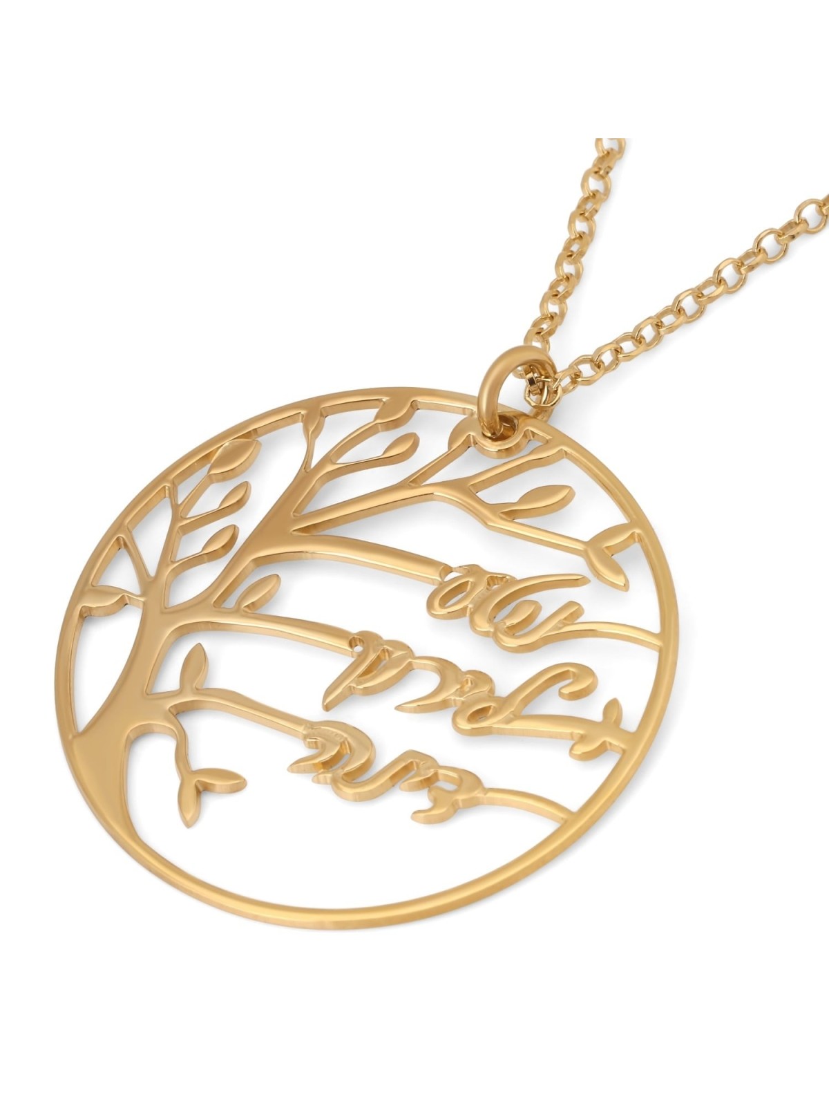 Collier Prénom Personnalisé Arbre de Vie Rond pour Mamans - Jusqu'à 4 Prénoms