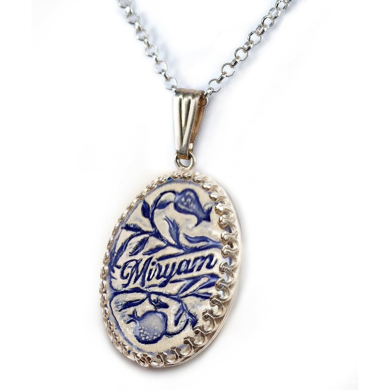 Art en argile fait à la main en argent sterling et céramique grenade personnalisée