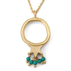 Gold-Plated Pomegranate Outline Necklace with Turquoise Stones by Yair