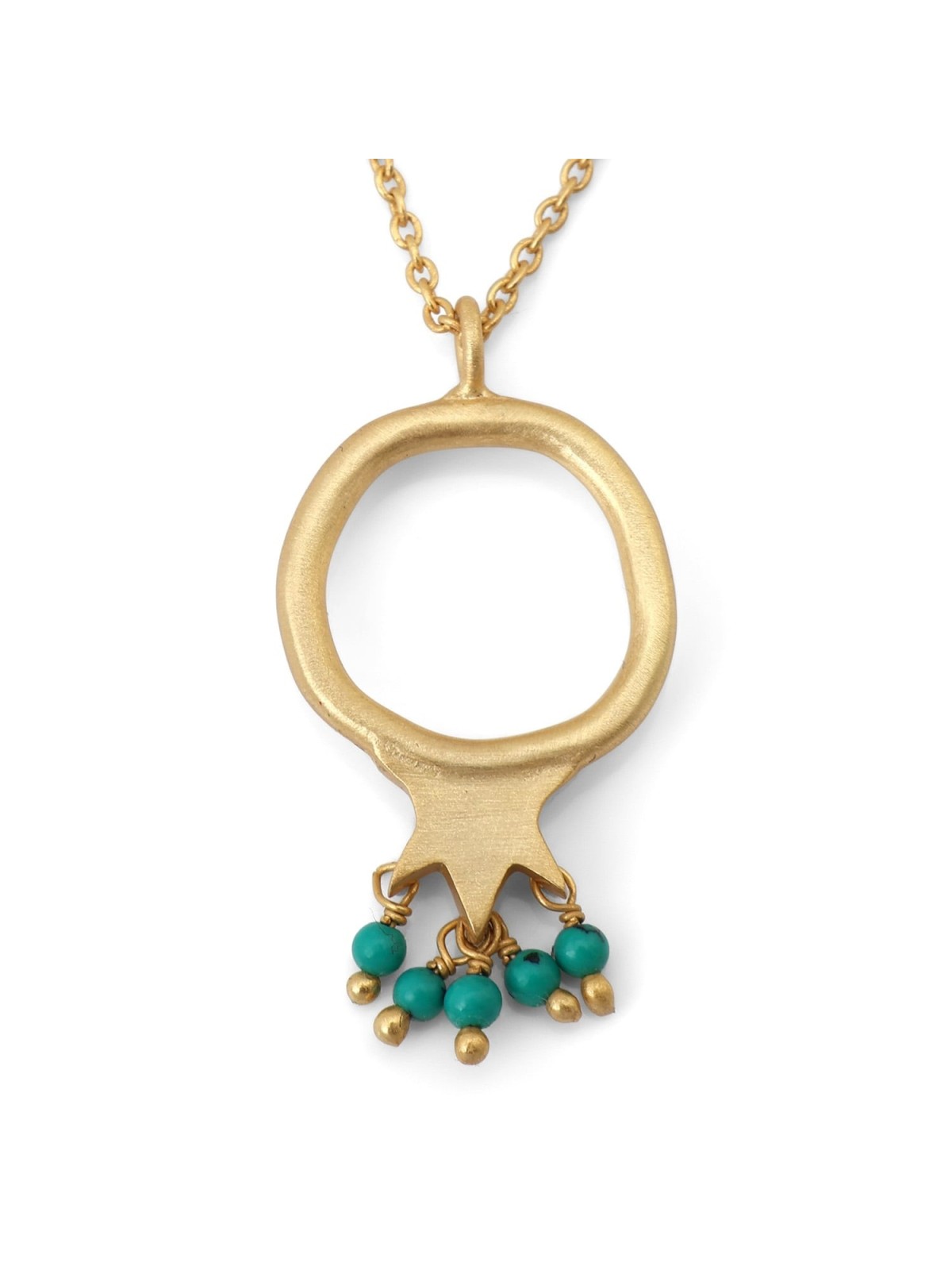 Gold-Plated Pomegranate Outline Necklace with Turquoise Stones by Yair
