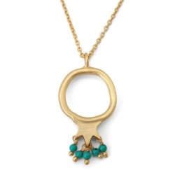 Gold-Plated Pomegranate Outline Necklace with Turquoise Stones by Yair