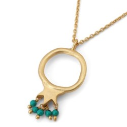 Gold-Plated Pomegranate Outline Necklace with Turquoise Stones by Yair
