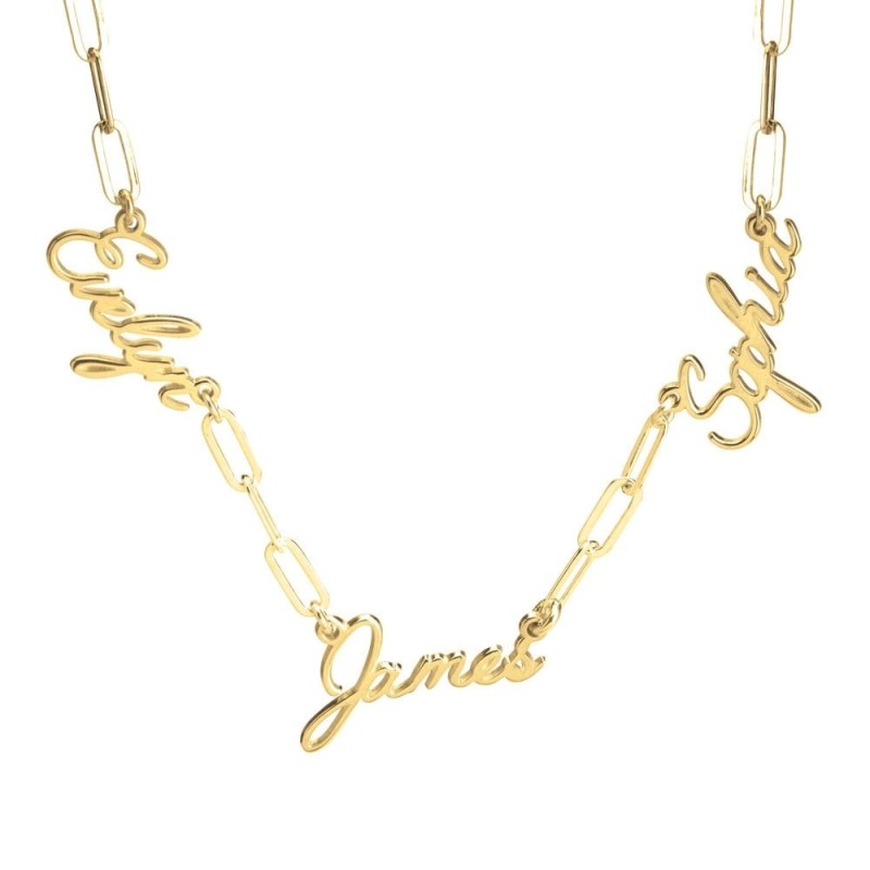 Collier personnalisé avec nom hébreu d'épaisseur de luxe pour mamans avec papier