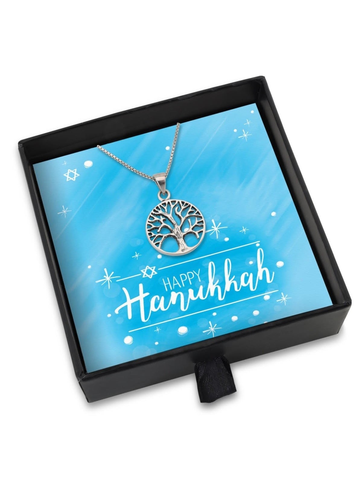 Hanukkah Gift Box - Tree of Life Circular Pendant Necklace