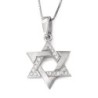 Interwoven 14K White Gold Star of David Diamond Pendant Necklace
