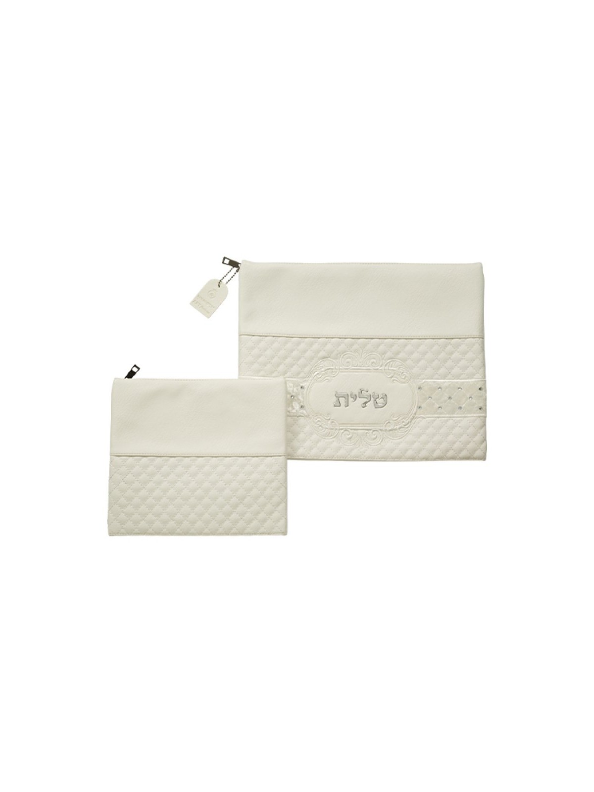White Faux Leather Tallit Tefillin Bag Set ... | Talit & Tefillin Bags