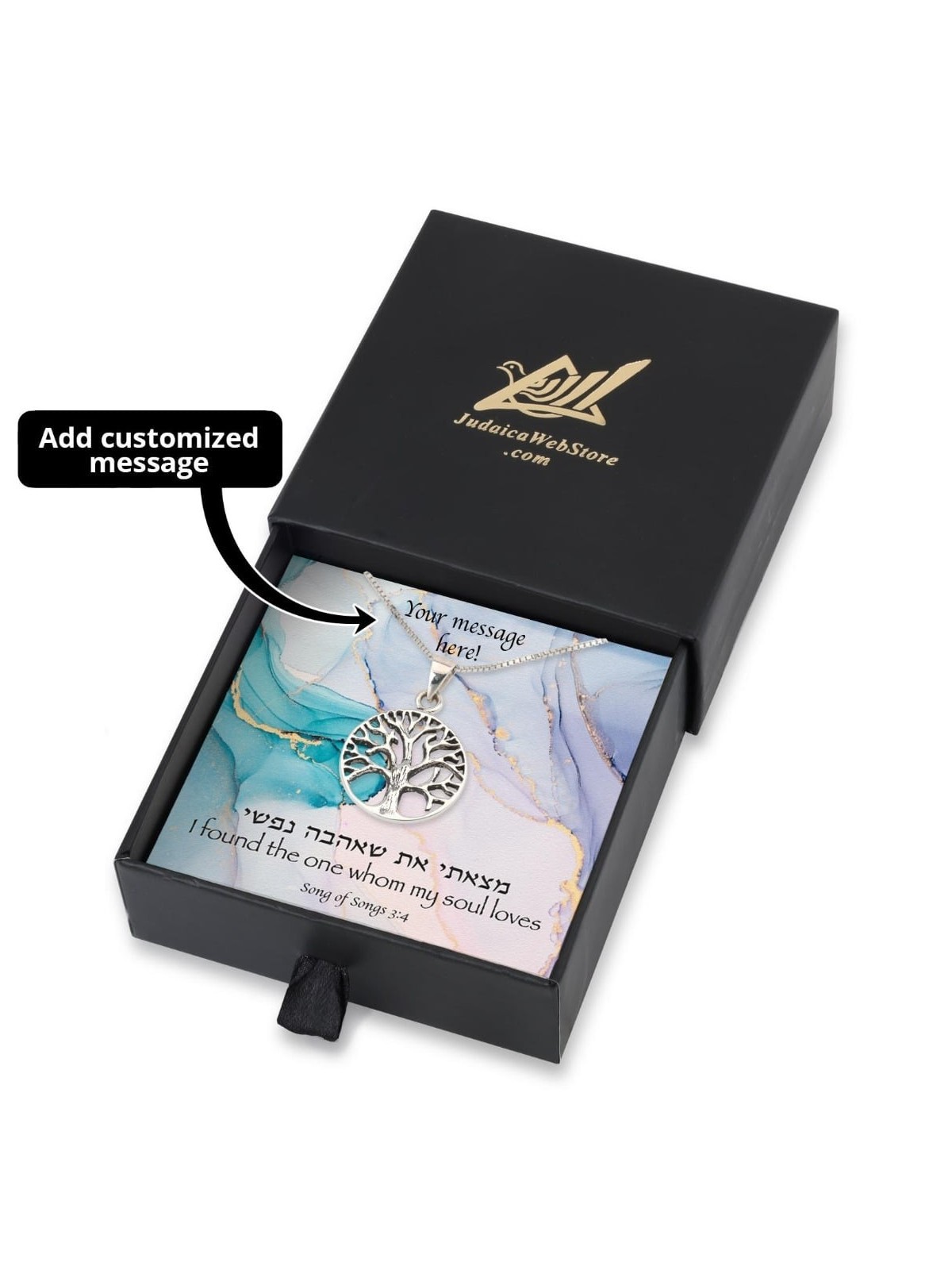 Coffret cadeau Whom My Soul Loves avec collier arbre de vie en argent sterling