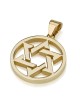 14K Gold Deluxe Thick Star of David Disk Pendant - Large
