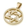 14K Gold Deluxe Thick Star of David Disk Pendant - Large
