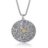72 Holy Names: Silver Disk Kabbalah Necklace with Gold Hamsa