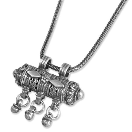 Collier Mezouza yéménite en argent sterling - Moyen