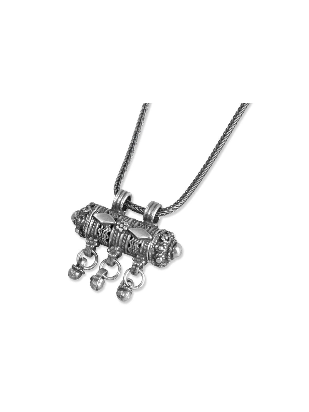 Sterling Silver Yemenite Mezuzah Necklace - Medium