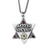 Shema Israel: Large Silver and Gold Star of David Necklace with Hamsas