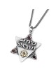Shema Israel: Large Silver and Gold Star of David Necklace with Hamsas