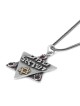 Shema Israel: Large Silver and Gold Star of David Necklace with Hamsas