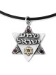 Shema Israel: Large Silver and Gold Star of David Necklace with Hamsas