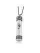 Large Round Sterling Silver Mezuzah Necklace