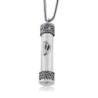 Large Round Sterling Silver Mezuzah Necklace