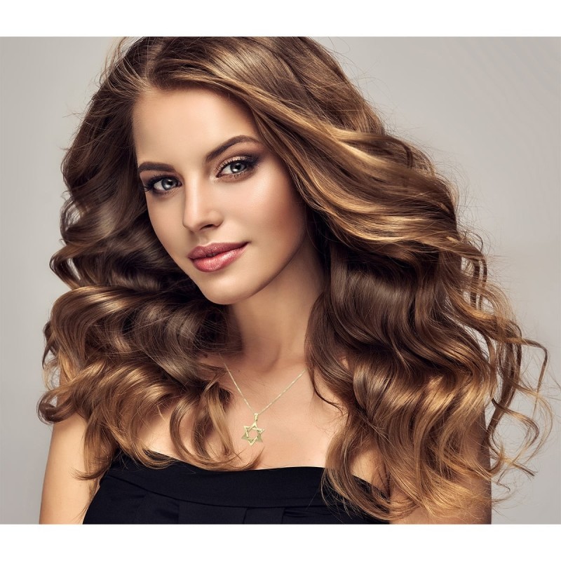 Large 14K Yellow Gold Interlocking Star of David Pendant Necklace