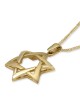 Large 14K Yellow Gold Interlocking Star of David Pendant Necklace
