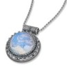 Shema Israel: Women's Large Ornate Silver Necklace with Giant Opalite
