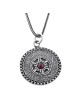 Ana Bekoach: Ornate Silver Necklace with Star of David & Garnet