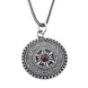 Ana Bekoach: Ornate Silver Necklace with Star of David & Garnet