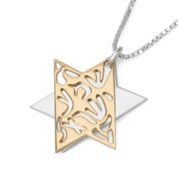 Collier étoile de David plaqué or et argent sterling Shema Yisrael