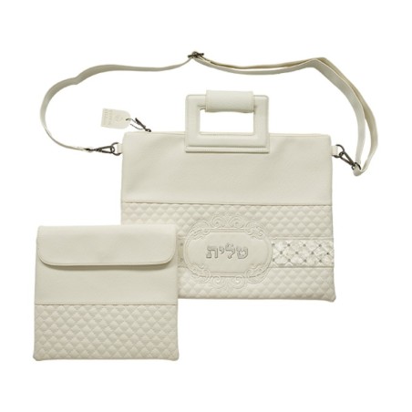 White Faux Leather Tallit and Tefillin Ba... | Jewish Gift from Israel