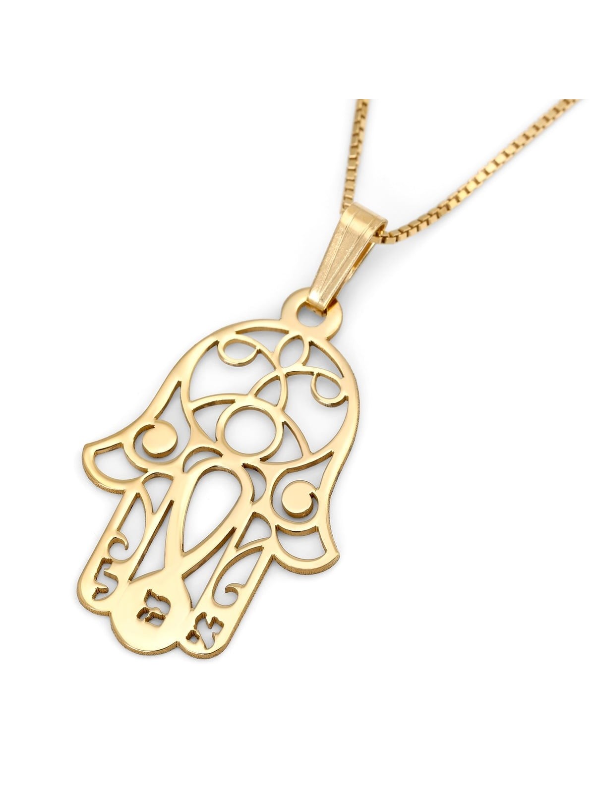 Sterling Silver / 24K Gold Plated Hamsa Necklace with Evil Eye and Heb