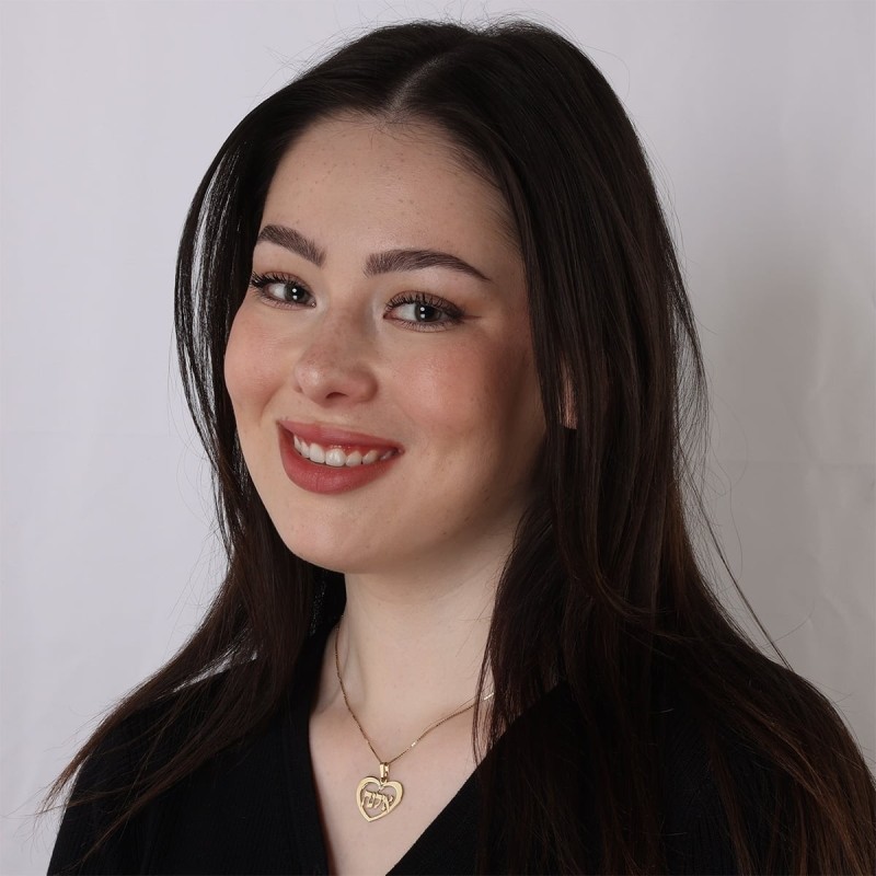 Sterling Silver or Gold Plated Hebrew Name Necklace With Heart Design