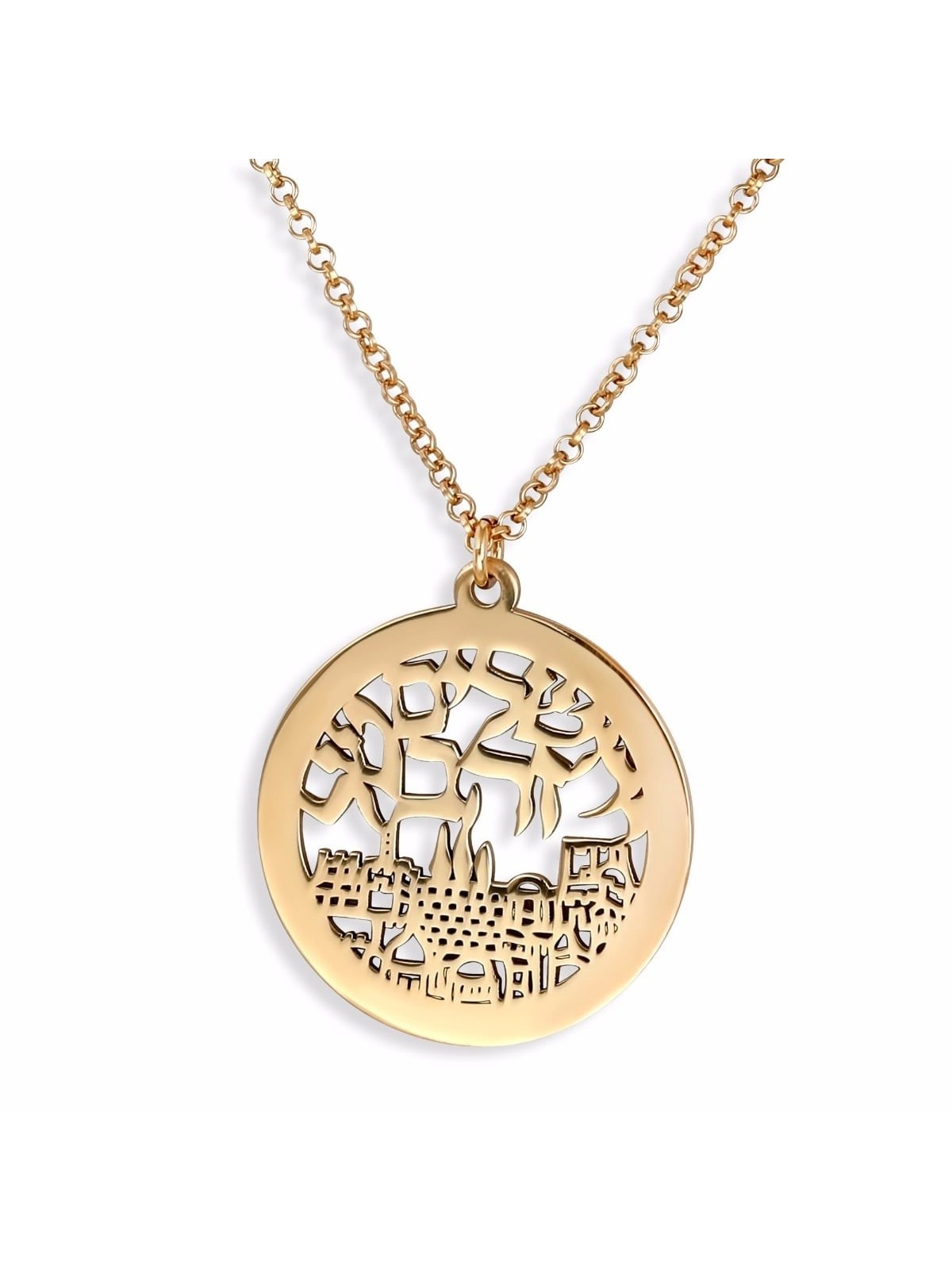 Jerusalem City of Gold Necklace (Hebrew)