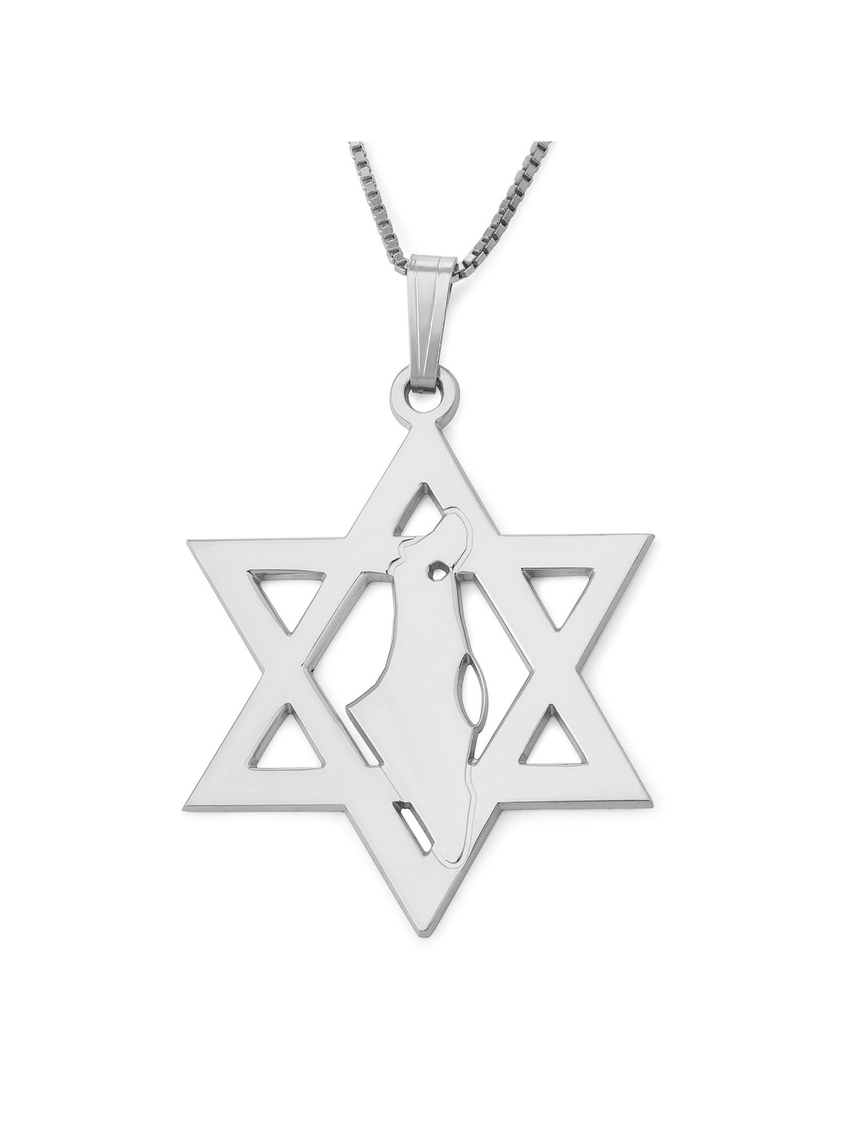 Star of David Pendant with Map of Israel - Silver or Gold-Plated Optio