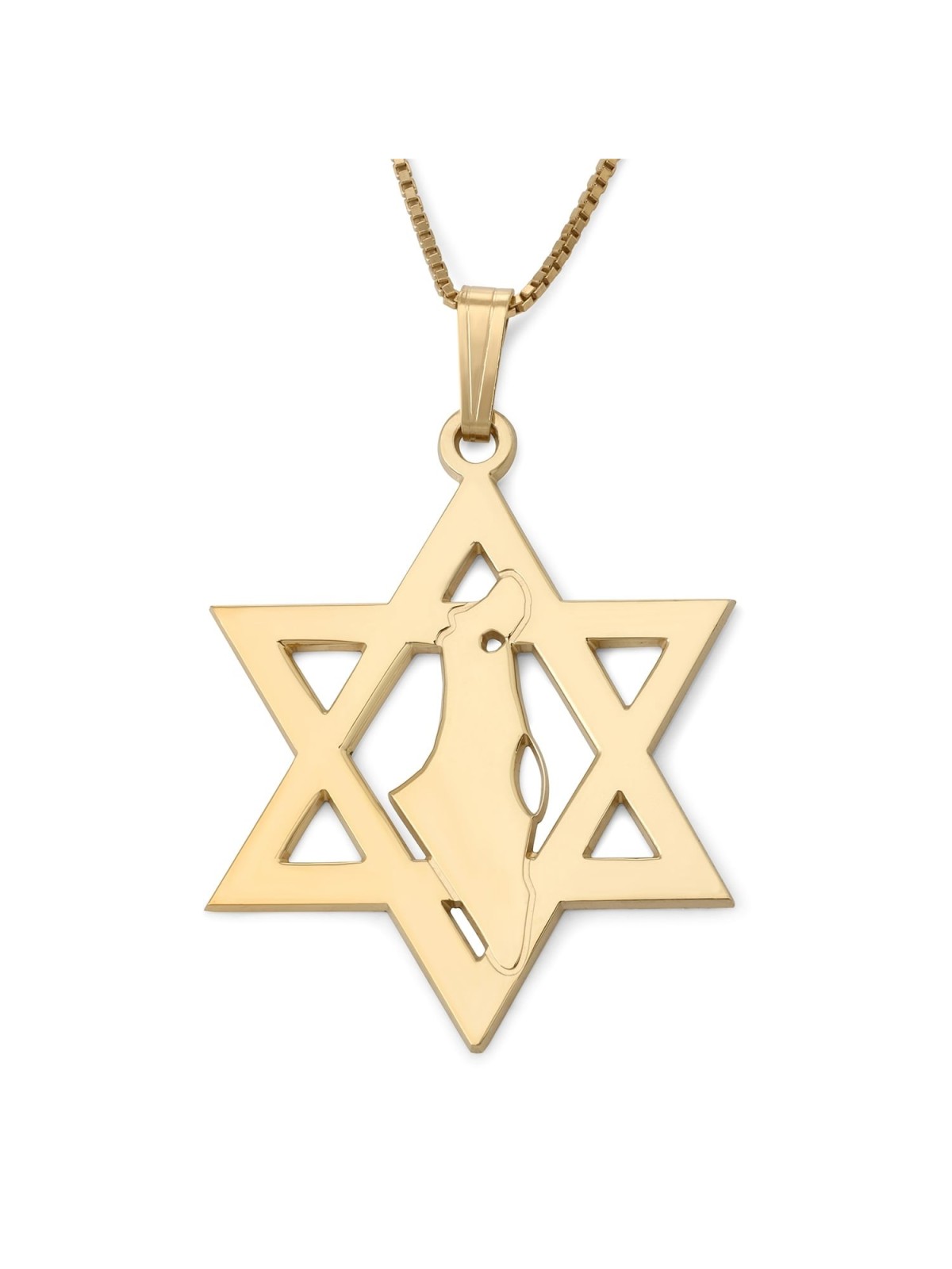 Pendentif Étoile de David avec Carte d'Israël - Optio Argent ou Plaqué Or